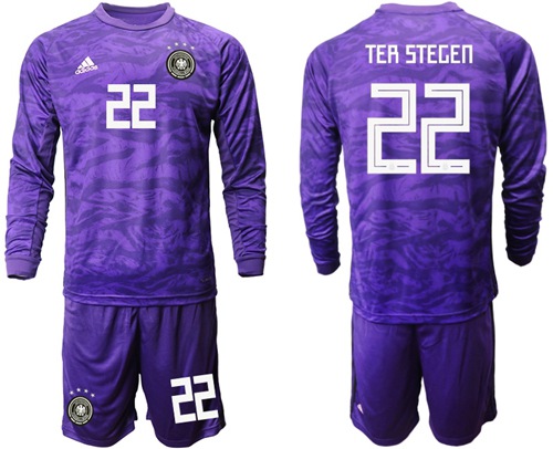Germany #22 Ter Stegen Purple Goalkeeper Long Sleeves Soccer Country Jersey
