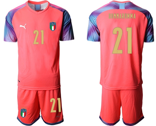 Italy #21 Donnarumma Pink Goalkeeper Soccer Country Jersey