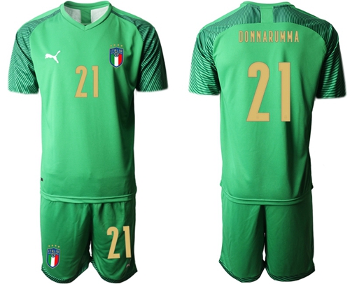 Italy #21 Donnarumma Green Goalkeeper Soccer Country Jersey