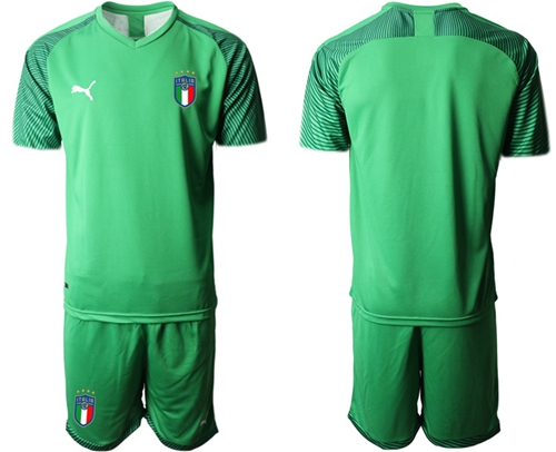 Italy Blank Green Goalkeeper Soccer Country Jersey