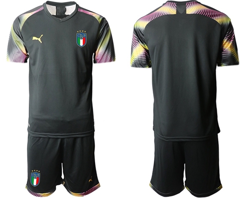 Italy Blank Black Goalkeeper Soccer Country Jersey