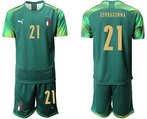Italy #21 Donnarumma Army Green Goalkeeper Soccer Country Jersey