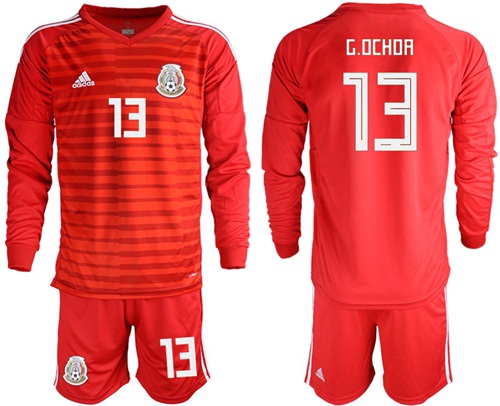 Mexico #13 G.Ochoa Red Long Sleeves Goalkeeper Soccer Country Jersey