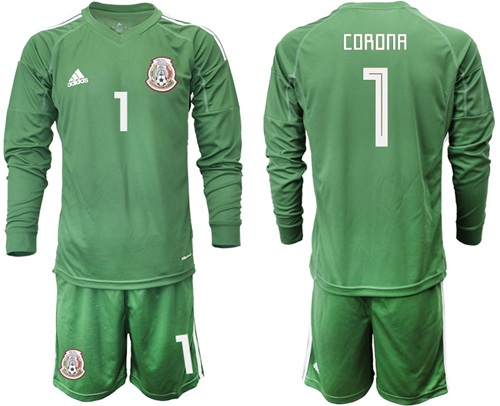 Mexico #1 Corona Green Long Sleeves Goalkeeper Soccer Country Jersey