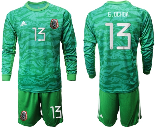 Mexico #13 G.Ochoa Green Long Sleeves Goalkeeper Soccer Country Jersey
