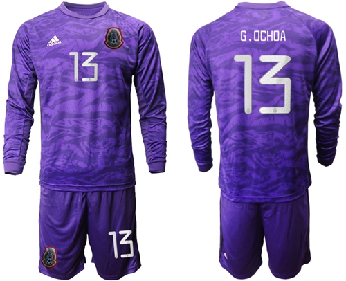 Mexico #13 G.Ochoa Grey Long Sleeves Goalkeeper Soccer Country Jersey