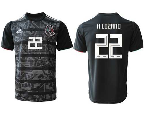 Mexico #22 H.Lozano Black Soccer Country Jersey