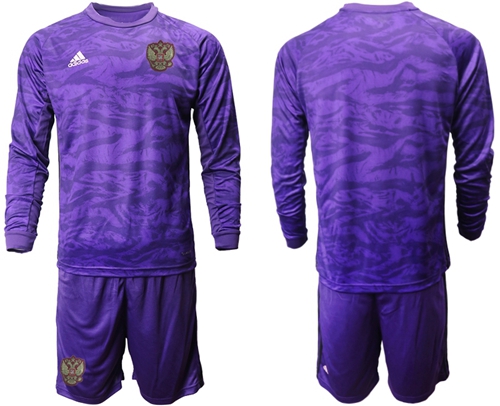 Russia Blank Purple Long Sleeves Goalkeeper Soccer Country Jersey