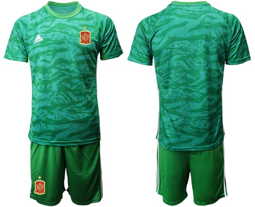 Spain Blank Green Goalkeeper Soccer Country Jersey