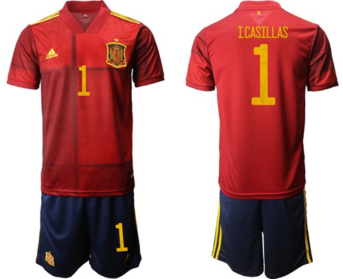 Spain #1 I.Casillas Home Soccer Country Jersey