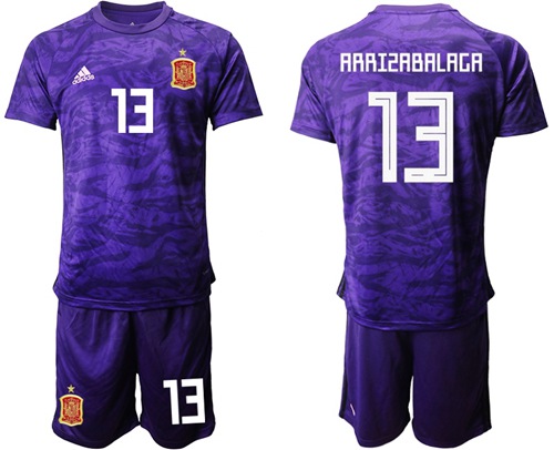 Spain #13 Arrizabalaga Purple Goalkeeper Soccer Country Jersey