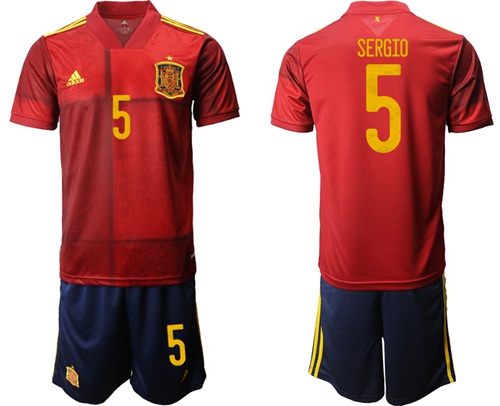 Spain #5 Sergio Home Soccer Country Jersey