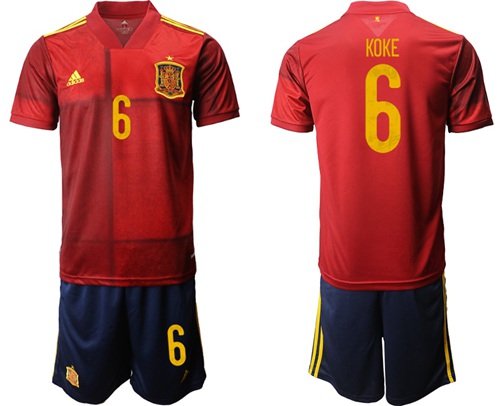 Spain #6 Koke Home Soccer Country Jersey