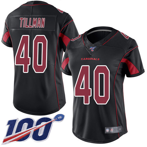 Cardinals #40 Pat Tillman Black Women's Stitched Football Limited Rush 100th Season Jersey