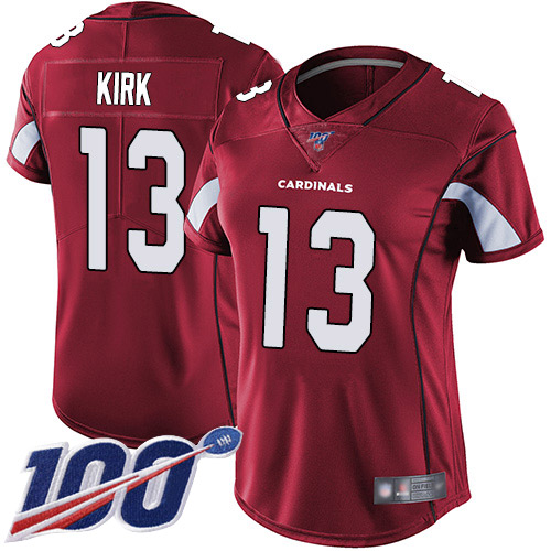 Cardinals #13 Christian Kirk Red Team Color Women's Stitched Football 100th Season Vapor Limited Jersey