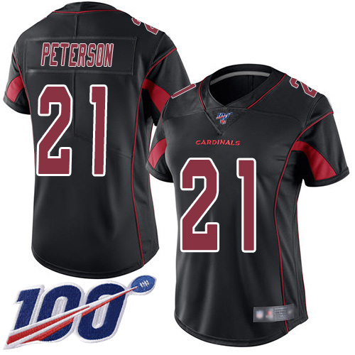 Cardinals #21 Patrick Peterson Black Women's Stitched Football Limited Rush 100th Season Jersey