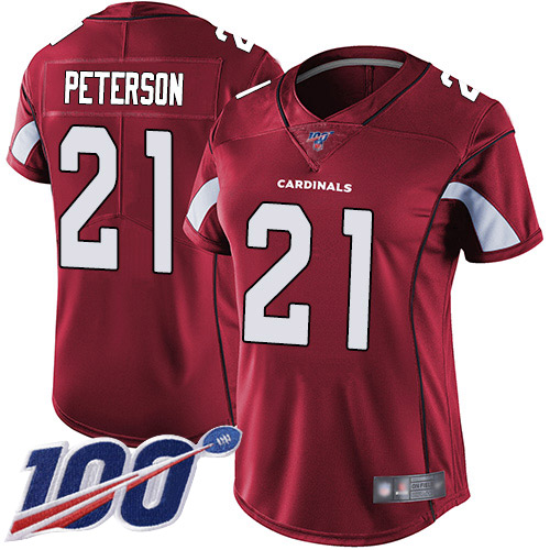 Cardinals #21 Patrick Peterson Red Team Color Women's Stitched Football 100th Season Vapor Limited Jersey