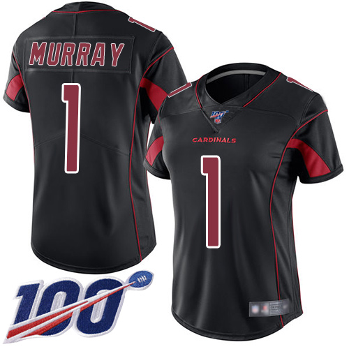 Cardinals #1 Kyler Murray Black Women's Stitched Football Limited Rush 100th Season Jersey