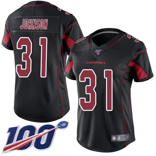 Cardinals #31 David Johnson Black Women's Stitched Football Limited Rush 100th Season Jersey