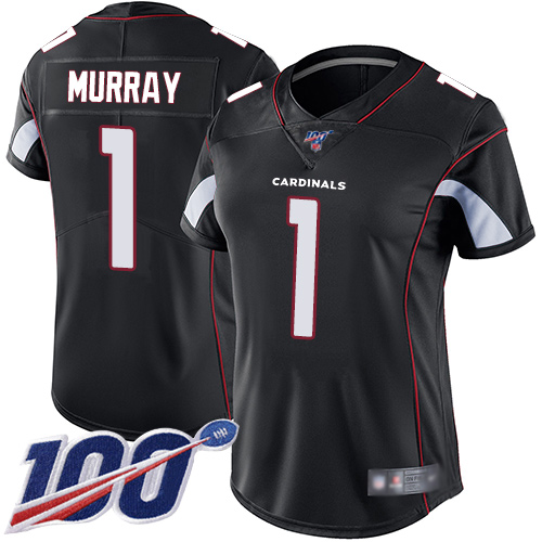 Cardinals #1 Kyler Murray Black Alternate Women's Stitched Football 100th Season Vapor Limited Jersey