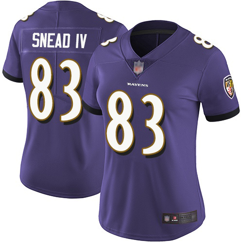 Ravens #83 Willie Snead IV Purple Team Color Women's Stitched Football Vapor Untouchable Limited Jersey