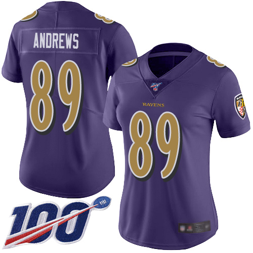 Ravens #89 Mark Andrews Purple Women's Stitched Football Limited Rush 100th Season Jersey