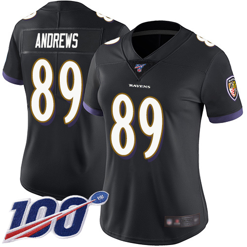 Ravens #89 Mark Andrews Black Alternate Women's Stitched Football 100th Season Vapor Limited Jersey