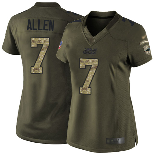 Panthers #7 Kyle Allen Green Women's Stitched Football Limited 2015 Salute to Service Jersey