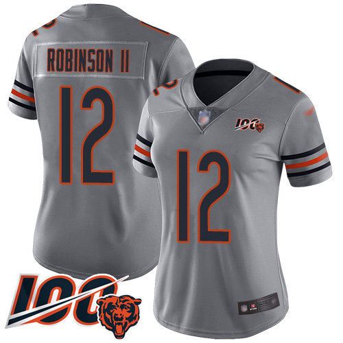 Bears #12 Allen Robinson II Silver Women's Stitched Football Limited Inverted Legend 100th Season Jersey