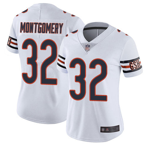 Bears #32 David Montgomery White Women's Stitched Football Vapor Untouchable Limited Jersey