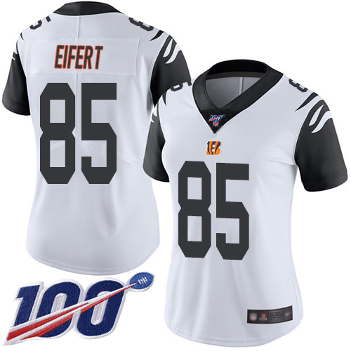 Bengals #85 Tyler Eifert White Women's Stitched Football Limited Rush 100th Season Jersey