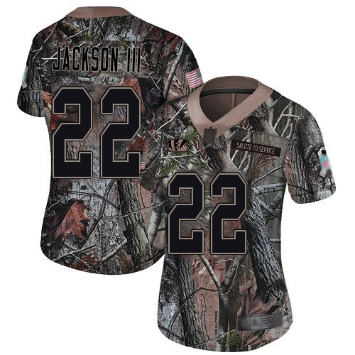 Bengals #22 William Jackson III Camo Women's Stitched Football Limited Rush Realtree Jersey