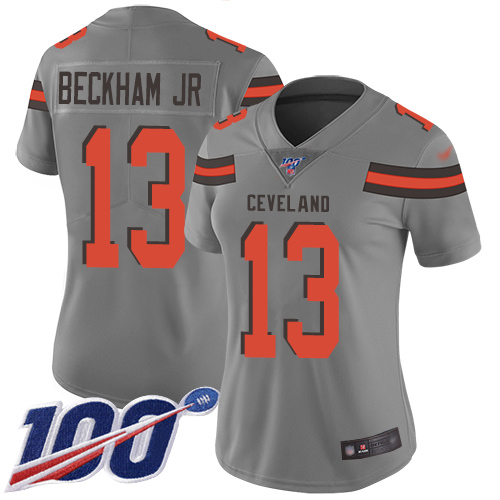Nike Browns #13 Odell Beckham Jr Orange Alternate Women's Stitched NFL New Elite Jersey