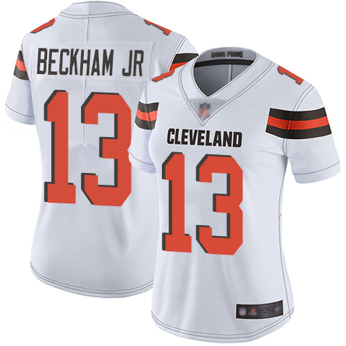 Nike Browns #13 Odell Beckham Jr White Women's Stitched NFL Vapor Untouchable Limited Jersey