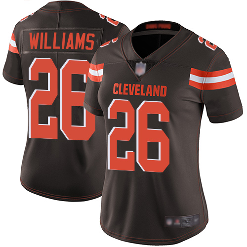 Nike Browns #26 Greedy Williams Brown Team Color Women's Stitched NFL Vapor Untouchable Limited Jersey