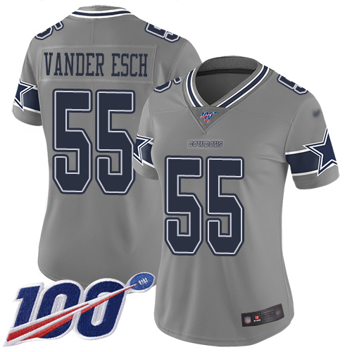 Cowboys #55 Leighton Vander Esch Gray Women's Stitched Football Limited Inverted Legend 100th Season Jersey