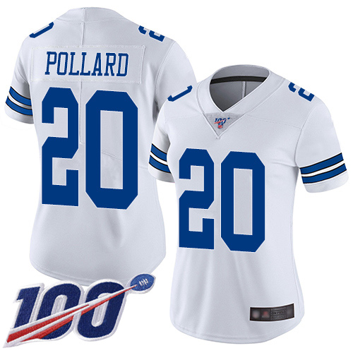 Cowboys #36 Tony Pollard White Women's Stitched Football 100th Season Vapor Limited Jersey