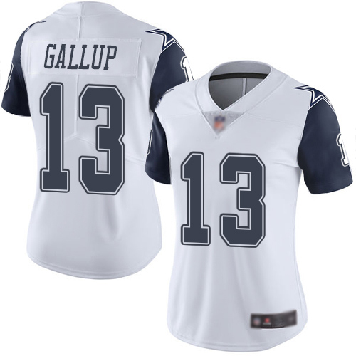 Cowboys #13 Michael Gallup White Women's Stitched Football Limited Rush Jersey