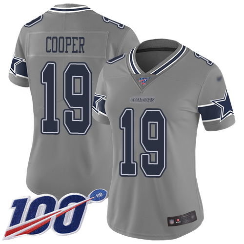 Cowboys #19 Amari Cooper Gray Women's Stitched Football Limited Inverted Legend 100th Season Jersey