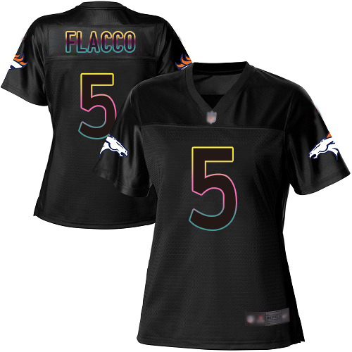 Nike Broncos #5 Joe Flacco Black Women's NFL Fashion Game Jersey