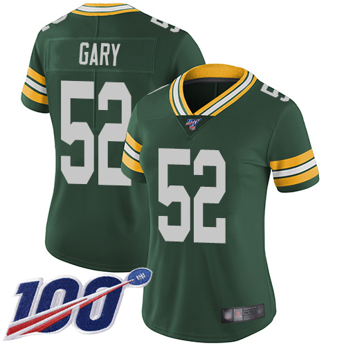 Packers #52 Rashan Gary Green Team Color Women's Stitched Football 100th Season Vapor Limited Jersey