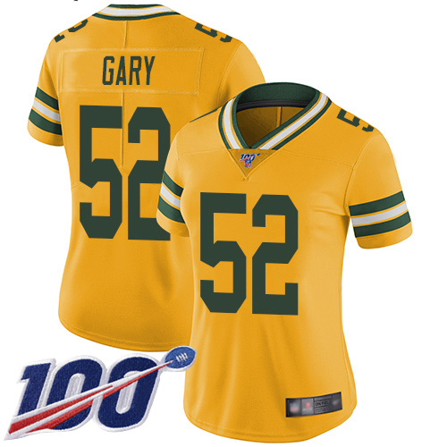 Packers #52 Rashan Gary Yellow Women's Stitched Football Limited Rush 100th Season Jersey