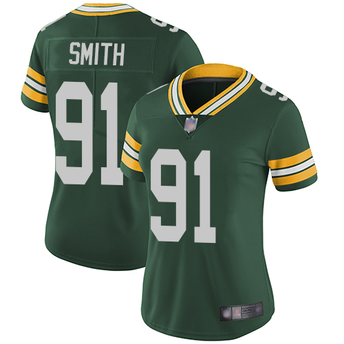 Packers #91 Preston Smith Green Team Color Women's Stitched Football Vapor Untouchable Limited Jersey