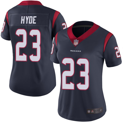 Texans #23 Carlos Hyde Navy Blue Team Color Women's Stitched Football Vapor Untouchable Limited Jersey