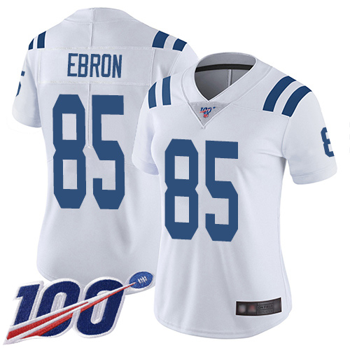 Colts #85 Eric Ebron White Women's Stitched Football 100th Season Vapor Limited Jersey