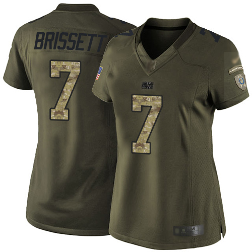 Colts #7 Jacoby Brissett Green Women's Stitched Football Limited 2015 Salute to Service Jersey