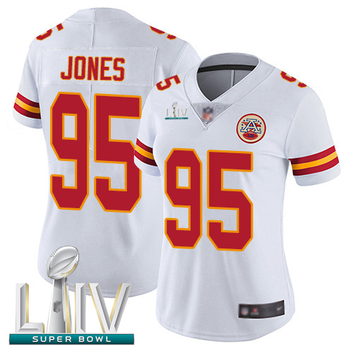 Chiefs #95 Chris Jones White Super Bowl LIV Bound Women's Stitched Football Vapor Untouchable Limited Jersey