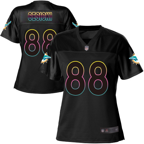 Dolphins #88 Mike Gesicki Black Women's Football Fashion Game Jersey