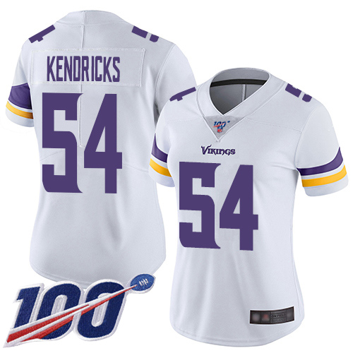 Vikings #54 Eric Kendricks White Women's Stitched Football 100th Season Vapor Limited Jersey