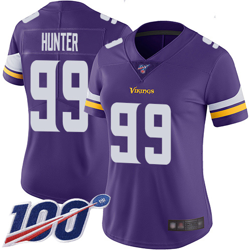 Vikings #99 Danielle Hunter Purple Team Color Women's Stitched Football 100th Season Vapor Limited Jersey